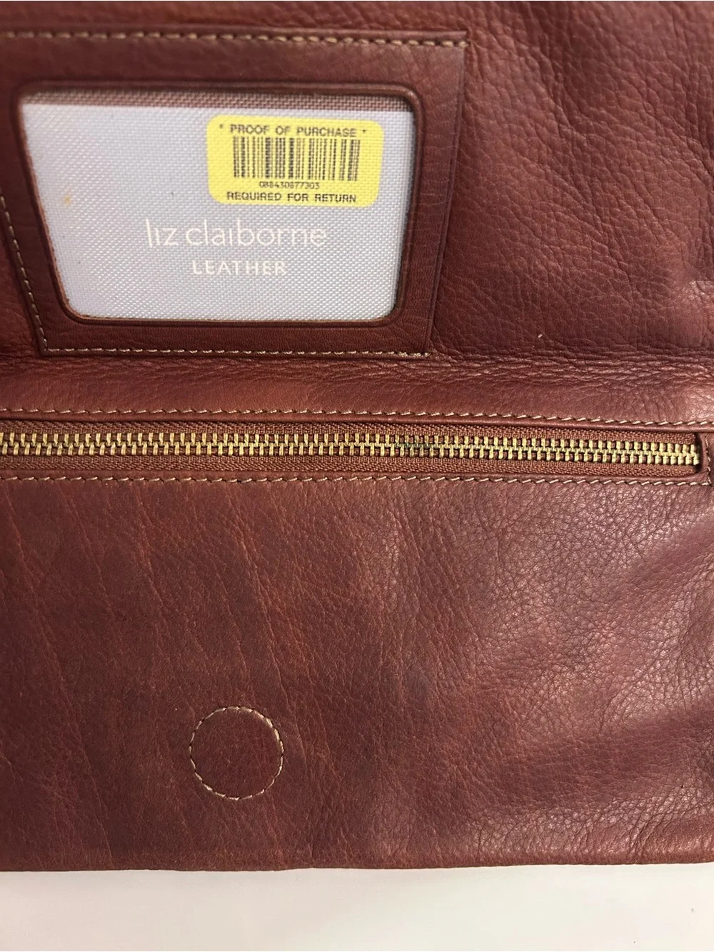 Liz Claiborne Mahogany Leather Zip-Accented Wallet - Picture 4 of 9